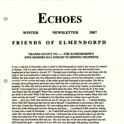 Elmendorph Echoes, Winter 2007