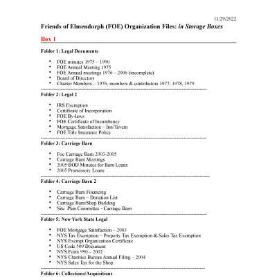 FOE Organizational Records - Finding Aid