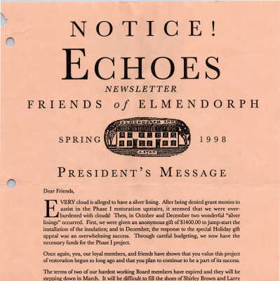 FOE Newsletter Echoes, Spring 1998