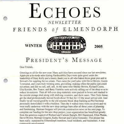Elmendorph Echoes, Winter 2005
