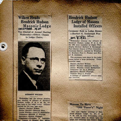Scrapbook pages about Hendrick Hudson Masonic Lodge