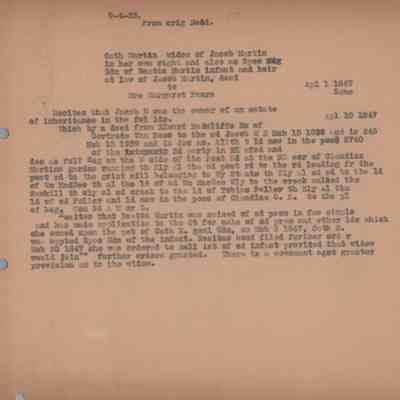 Deed, Cath and Beatta Martin to Mrs. Margaret Faure, 1847