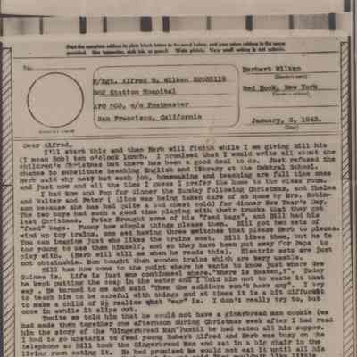 V-Mail Letter from Herbert Wilken, Written by his Wife Ethel (Zolz) Wilken to Alfred W. Wilken, 1943