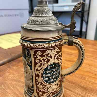 Beer stein used in Red Hook Hotel