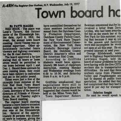 Clipping, Elmendorph Inn meeting, 1977