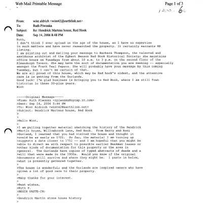 Hendrich Martin House history correspondence, 2006