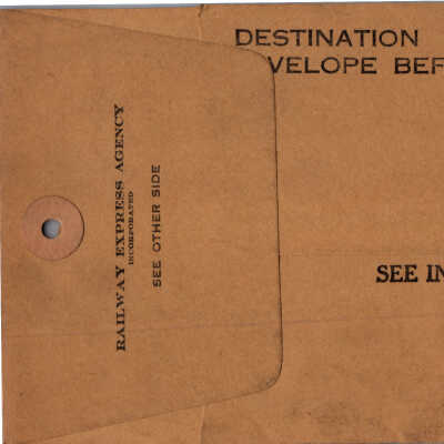 Envelope for Shipments of Live Stock Forms