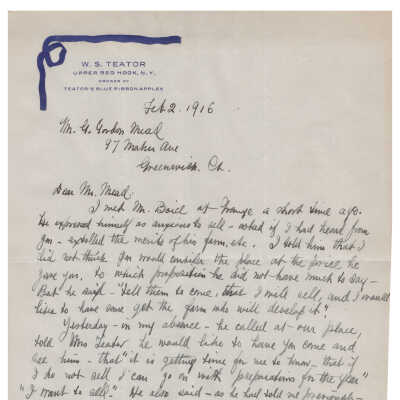 Letter to Gordon Mead from W. S. Teator (2), 1916