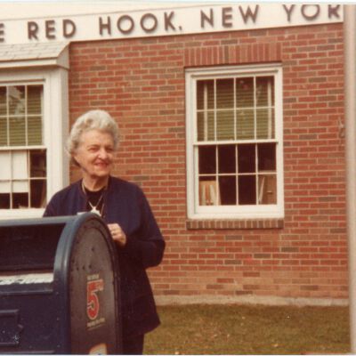 Olive Laib in front of Red Hook Post Office, 1978