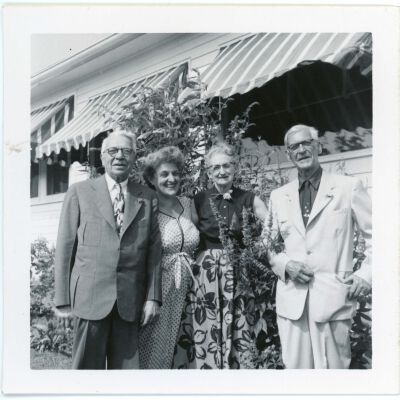 Mrs. Laib & Vigeants in front of Red Hook Hotel c. 1950
