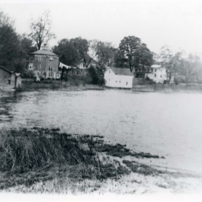 Village Pond with library in background