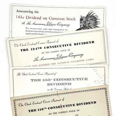 Stock Dividend Announcement Cards - American Tobacco Co.