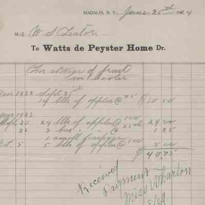 Receipts from Watts de Peyster Home, 1924