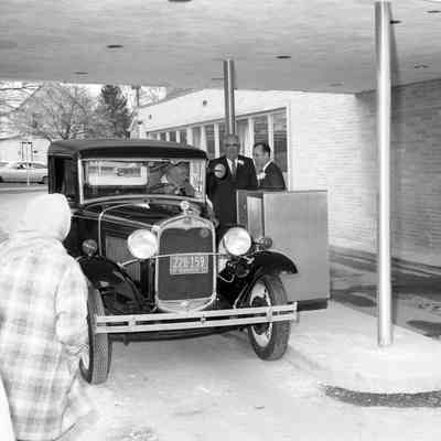 First National Bank opening, first depositor, 1960