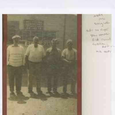 Four men in front of Wel-Com Inn Restaurant, Spring Lake, 1930