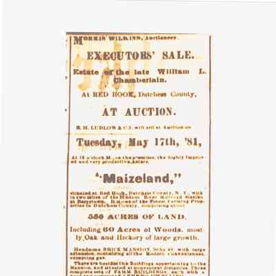 Maizeland Auction Flyer 1881
