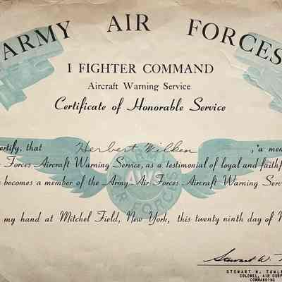 Army Air Forces Certificate