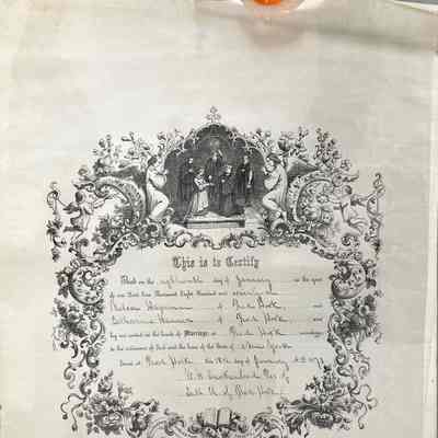 1871 Nelson Hapeman & Catharine Hawver Marriage Certificate