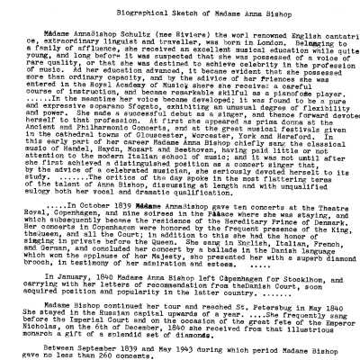 Biographical Sketch of Madame Anna Bishop