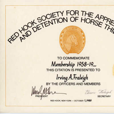 Horse Thieves membership certificate, 1958