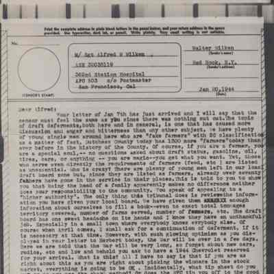 V-Mail Letter from Walter Wilken to Alfred Wilken, 1944