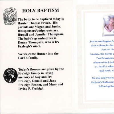 Frisch baptism notices