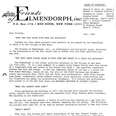 FOE letter, Fall 1983