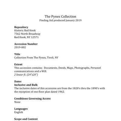 The Pynes Collection - Finding Aid