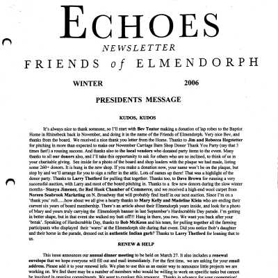 Elmendorph Echoes, Winter 2006