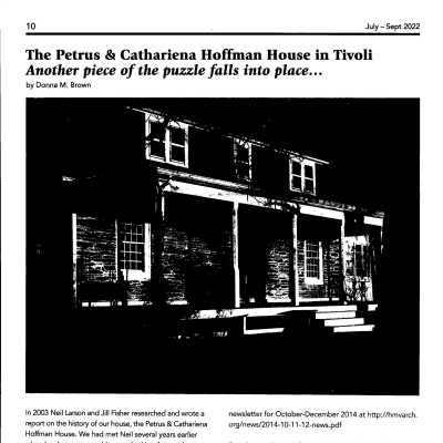 The Petrus & Cathariena Hoffman House article, 2022