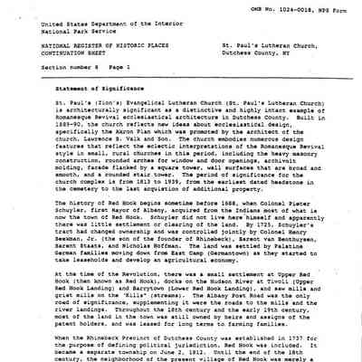 Registry of Historic Places, St. Paul's Lutheran Church Statement of significance