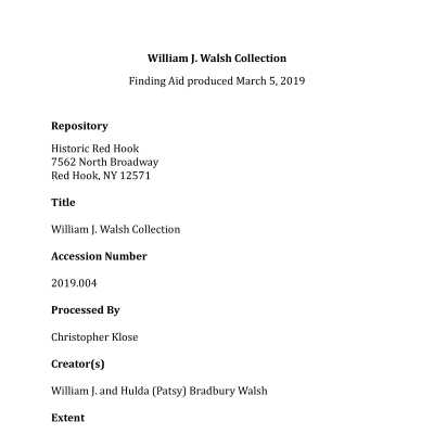 Walsh Collection - Finding Aid