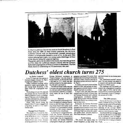 The Church Turns 275 Newspaper clipping