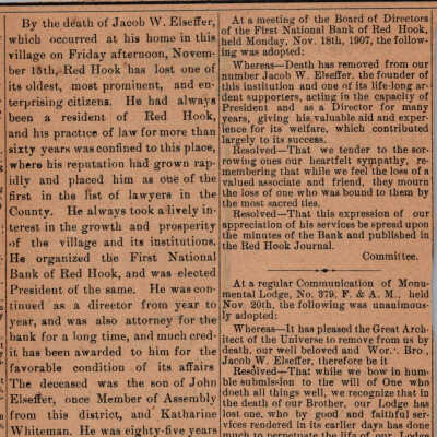 Jacob W. Elseffer Newspaper Article