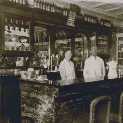 Taconic Diner (?), interior, with staff behind counter