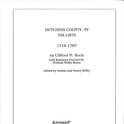 Dutchess County, NY tax lists, 1718-1787