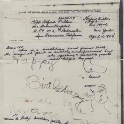 V-Mail Letter sent by Herbert Wilken, artwork by his son Bill Wilken, to Alfred Wilken, 1944