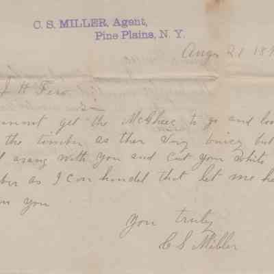 J. H. Feroe & C.S. Miller Letter, 1899