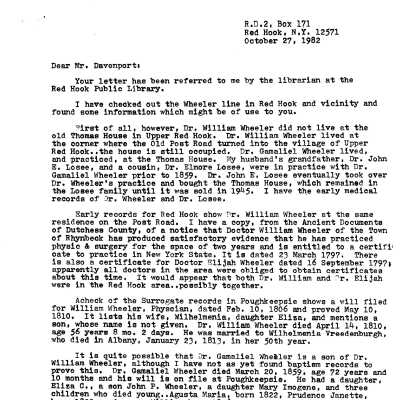Research on Dr. William Wheeler of the 'Ridge,' 1982