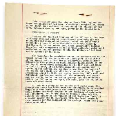 Village Contract for Garbage Removal - 1946