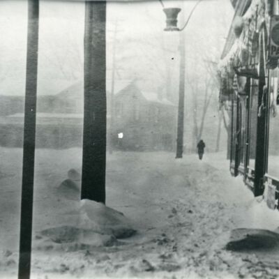 Red Hook Hotel in a snowstorm