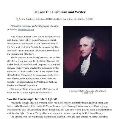 Blog Post: Benson the Historian and Writer