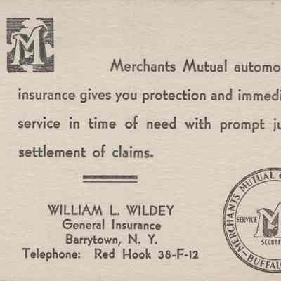 William Wilder, General Insurance card