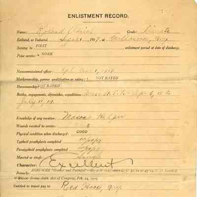 Enlistment record for Roland A'Brial, 1917