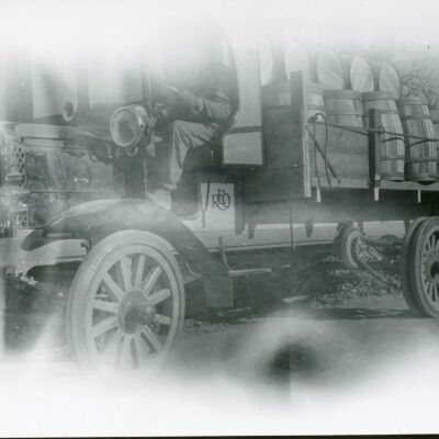 Apple barrels on truck