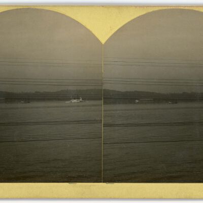 "Half Moon" in tow of the "Norwich" up the Hudson. ca. 1909.