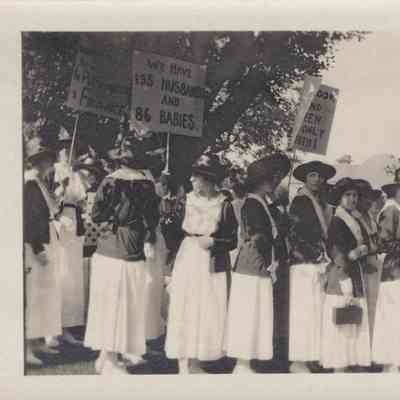 Fay Kennedy in women's rights march, 1914