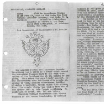 Massonneau Genealogy notebook