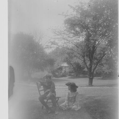 Roscoe and Marion Teator on lawn