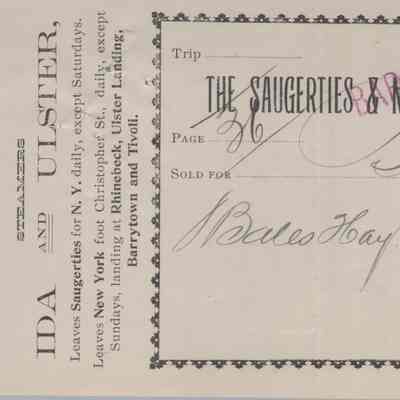 Receipts from The Saugerties & New York Steamboat Company, 1910, 1912, 1913